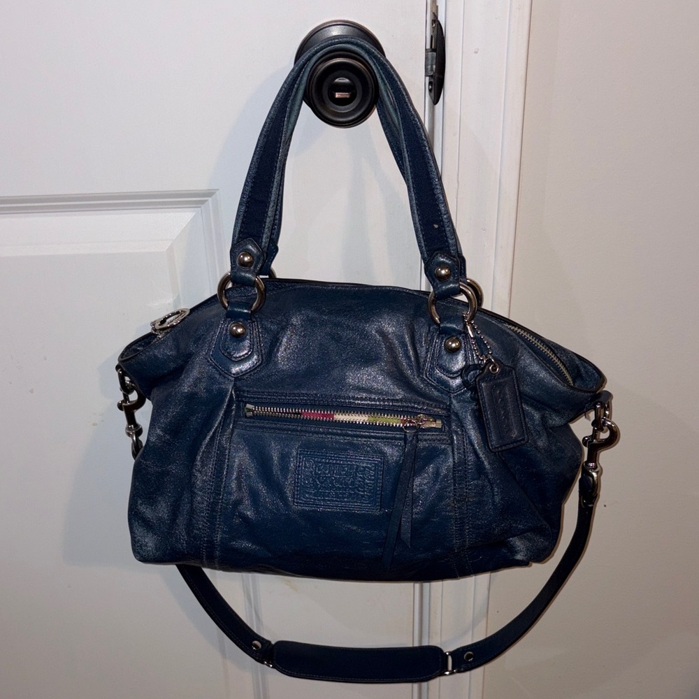Coach Dark Blue Leather Shoulder Bag